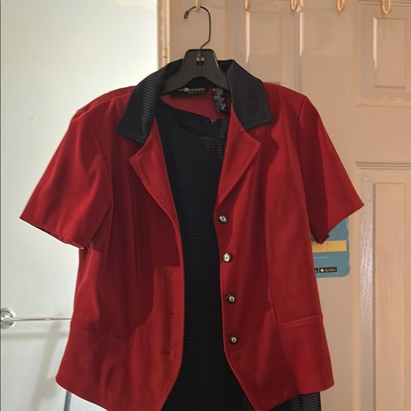 Sag Harbor Blue and burgandy Sleeveless Maxi Dress Sheath Style with jacket - Picture 3 of 3